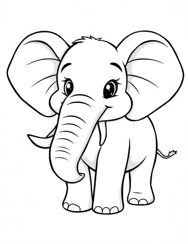 Large Ears elephant coloring page